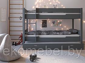 Двухъярусная кровать  "Амелия" с доп. спальным местом (90х200 см) Массив сосны