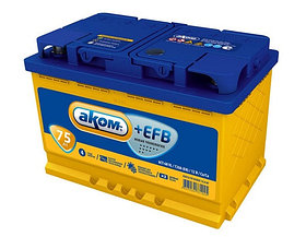 Автомобильный аккумулятор AKOM 6СТ-75 +EFB (75 А/ч)