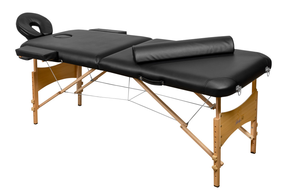 Массажный стол 2-х секционный деревянный BodyFit (185x60) черный