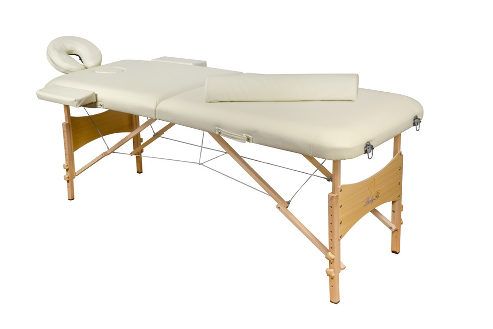 Массажный стол 2-х секционный деревянный BodyFit (185x60) бежевый - фото 1 - id-p73626641