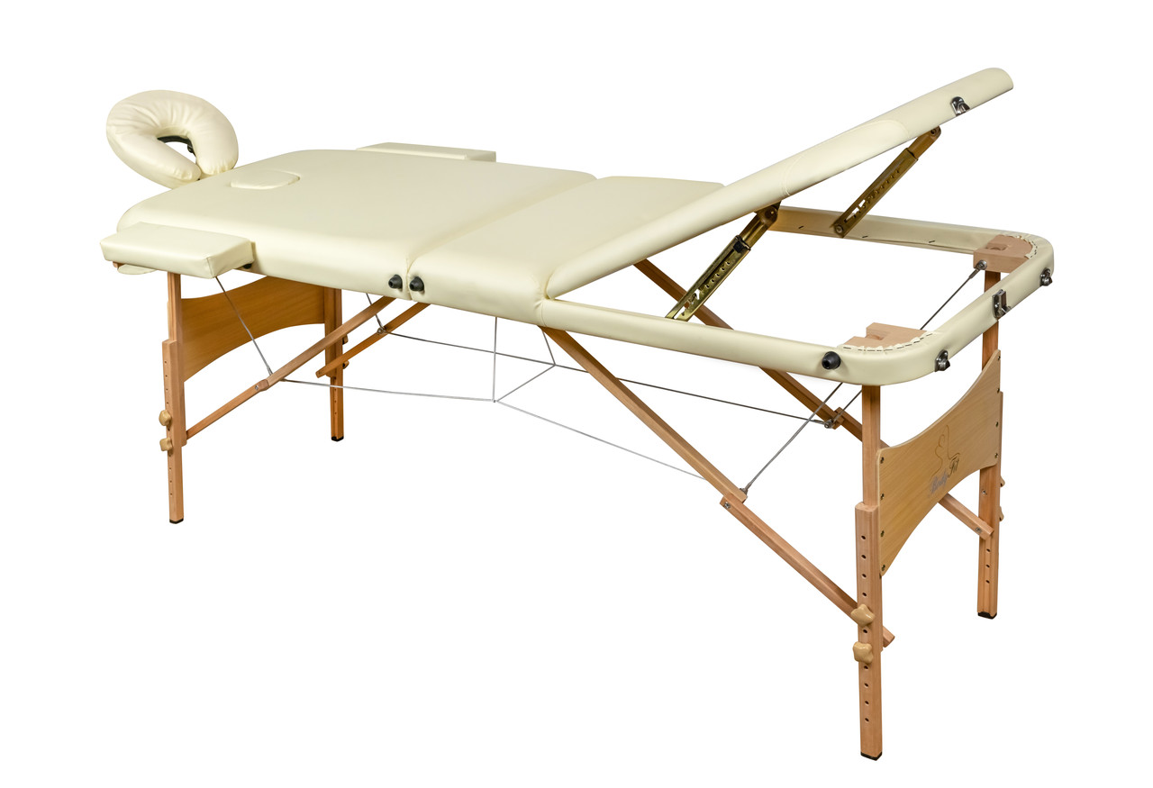 Массажный стол 3-х секционный деревянный BodyFit (185x70) бежевый - фото 2 - id-p172291305