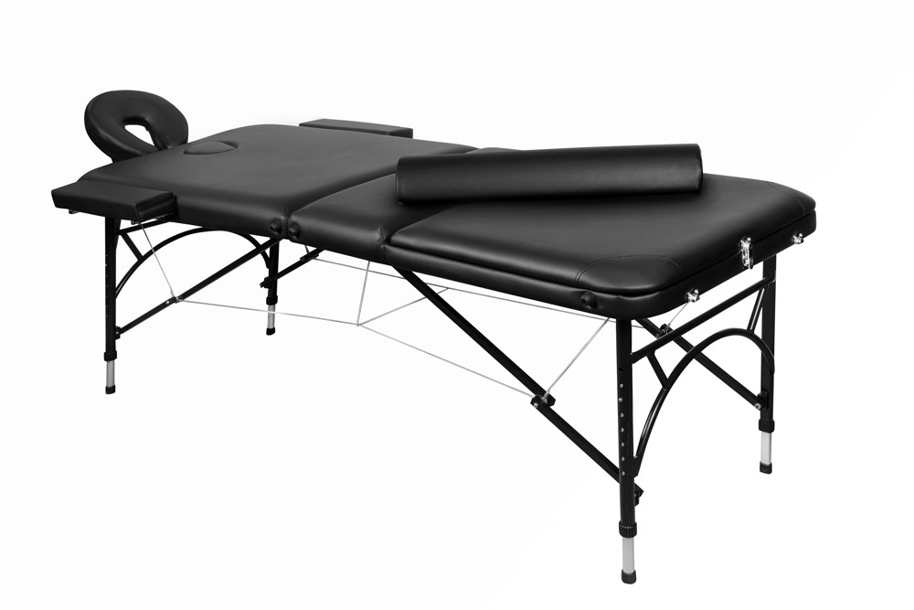Массажный стол 3-секционный алюминиевый BodyFit (186x70 см) черный