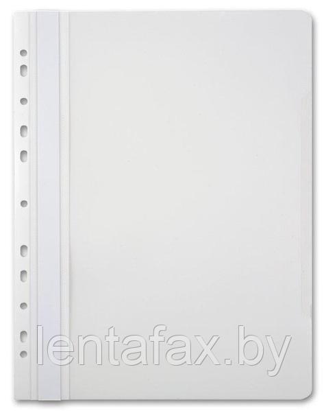 Папка-скоросшиватель Бюрократ -PS-P20 A4 прозрач.верх.лист боков.перф. пластик, 0.12/0.16, цвет белый