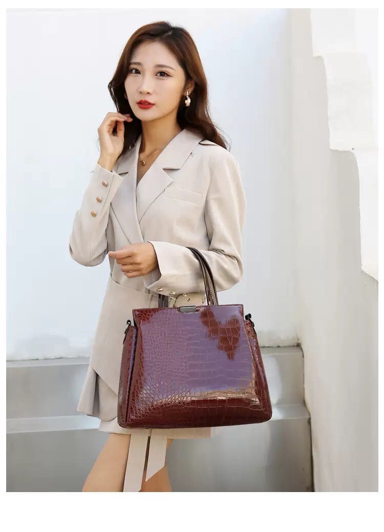 Набор женских сумок 3 в 1 ( сумка, клатч, клатч-кошелек) коричневый - фото 3 - id-p172322470
