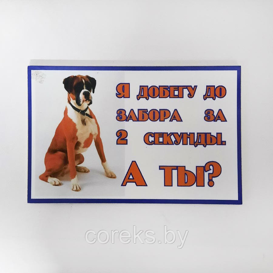 Табличка "Я добегу до забора за 2 секунды! А ты?" №19 (25*16 см)