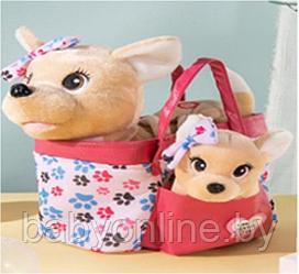 Игрушечная собачка на поводке Chi-Chi Love в сумочке со щенком BL-155
