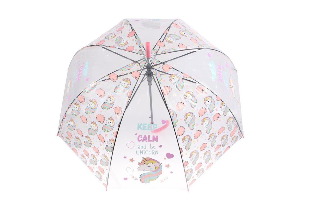 Зонт прозрачный «ЕДИНОРОГ» Розовый - фото 4 - id-p172328533