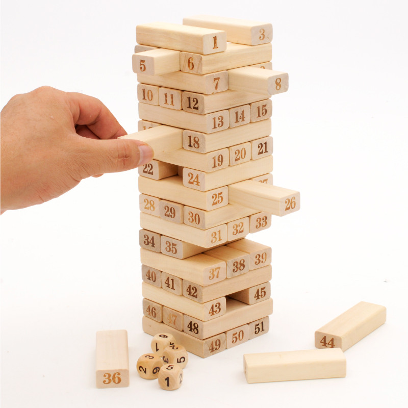 Настольная игра Дженга Party (Jenga, Башня) с цифрами - фото 2 - id-p172339247