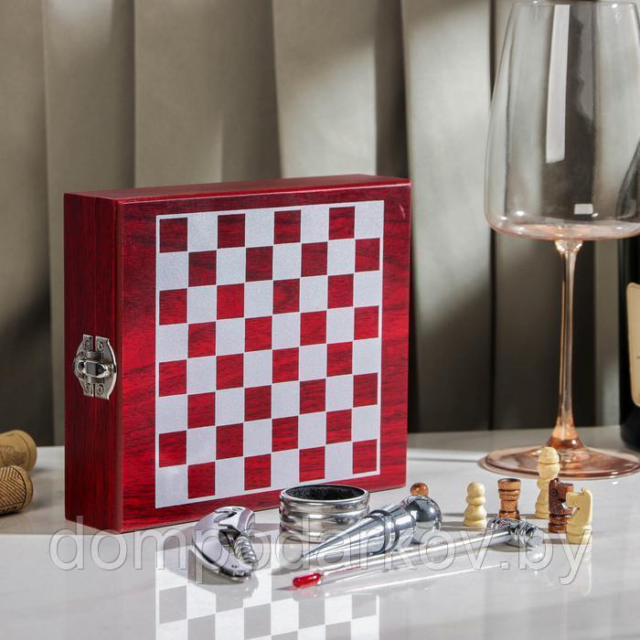 Набор для вина, 4 предмета: термометр, кольцо, открывашка, пробка, шахматы в комплекте - фото 5 - id-p172342213
