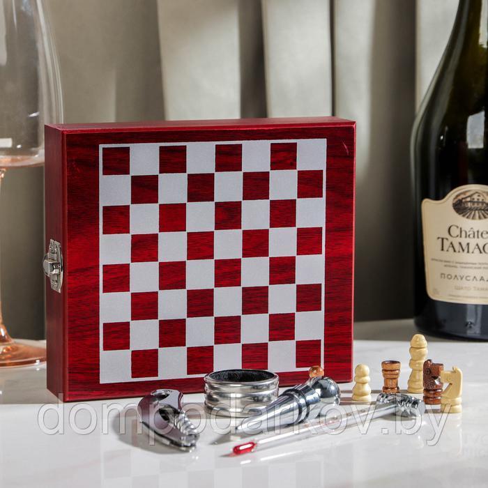 Набор для вина, 4 предмета: термометр, кольцо, открывашка, пробка, шахматы в комплекте - фото 4 - id-p172342213