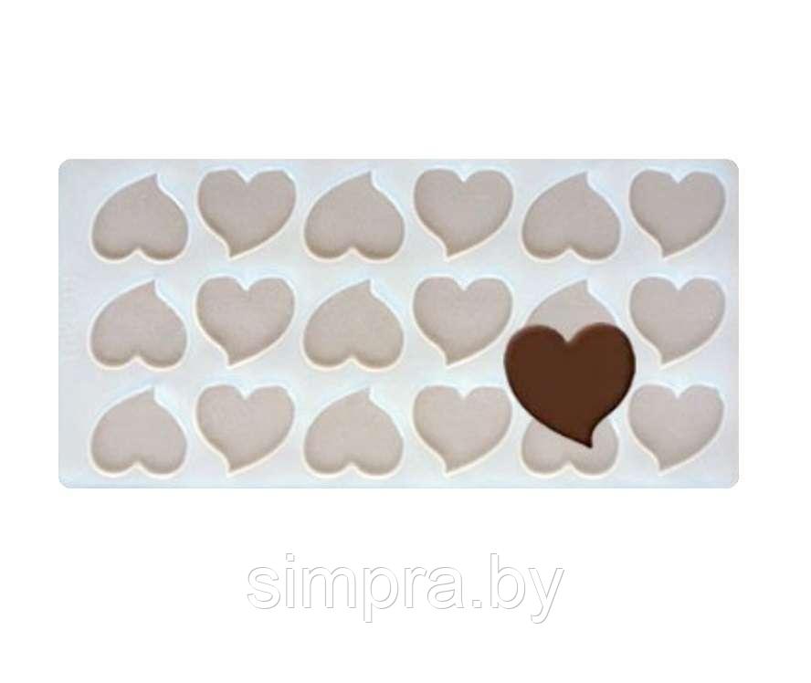 Коврик силиконовый для изомальта и шоколада "Сердечки" 22,5×11 см 18 ячеек - фото 1 - id-p172349637