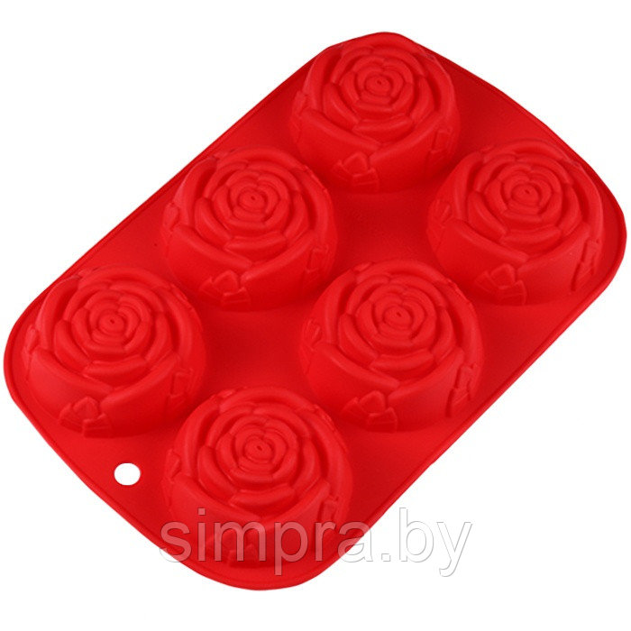 Форма для муссовых десертов Роза 24×16 см, 6 ячеек - фото 2 - id-p172350885