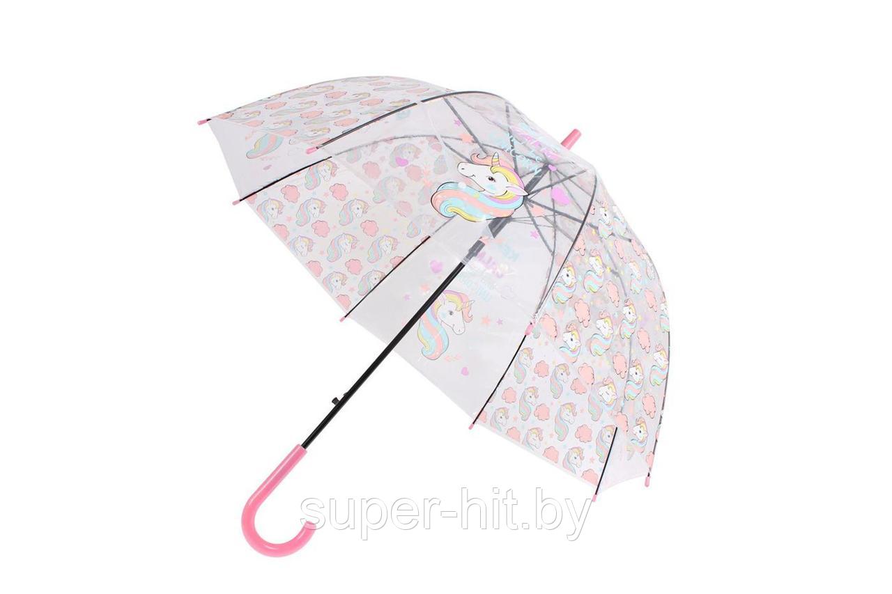 Зонт прозрачный «ЕДИНОРОГ» Розовый - фото 1 - id-p172355171