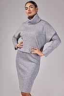 Женский осенний трикотажный серый комплект с платьем FOXY FOX 1332 серый 44р.