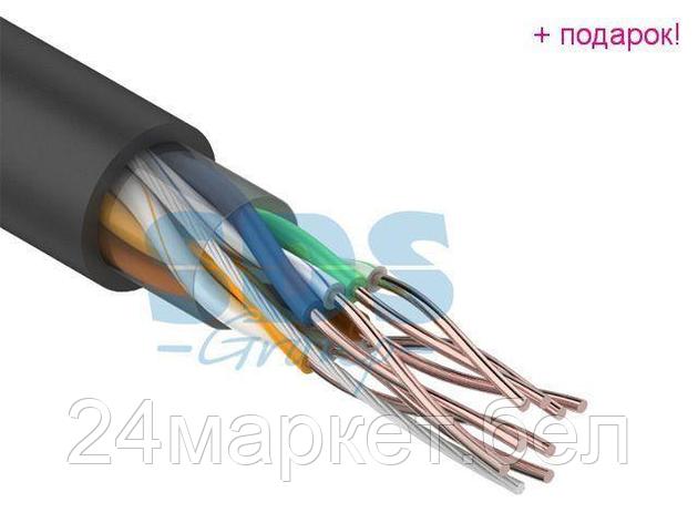 Кабель UTP 4PR 24AWG, CU (медь), CAT5e, 100МГц, PE черный, (OUTDOOR) (бухта 25 м) REXANT, фото 2