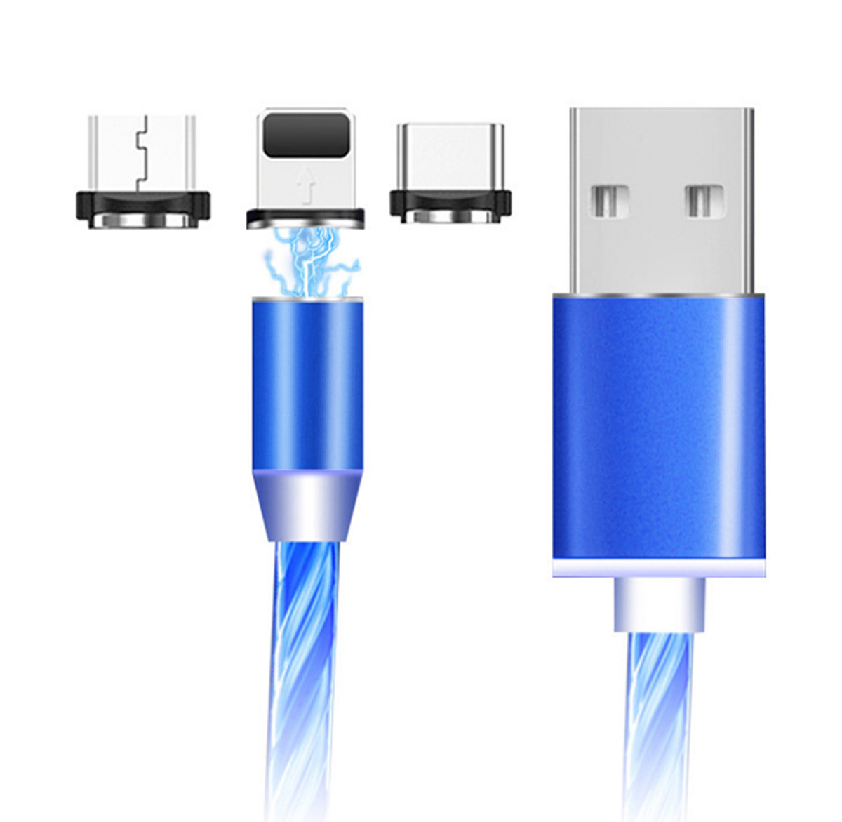 Магнитный кабель для зарядки USB 3 в 1 LED KK21S ( 4 цвета ) 2 метра - фото 5 - id-p172363499