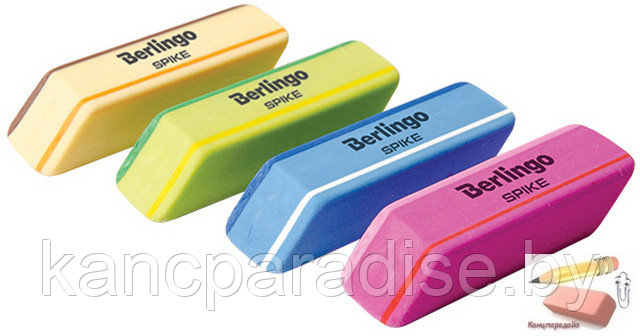 Ластик Berlingo Spike, скошенный, термопластичная резина, ассорти