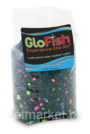 GloFish Гравий черный с GLO вкраплениями, 2,26 кг