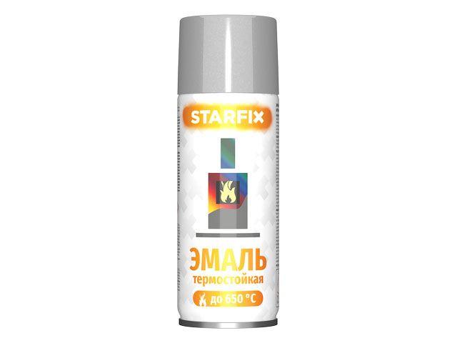Краска-эмаль аэроз. термостойкая силиконовая серебристый STARFIX 520мл