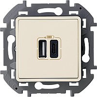 Inspiria - Зарядное устройство с двумя USB-разъемами Type A + Type C, 3000mA, 5В (сл.кость)