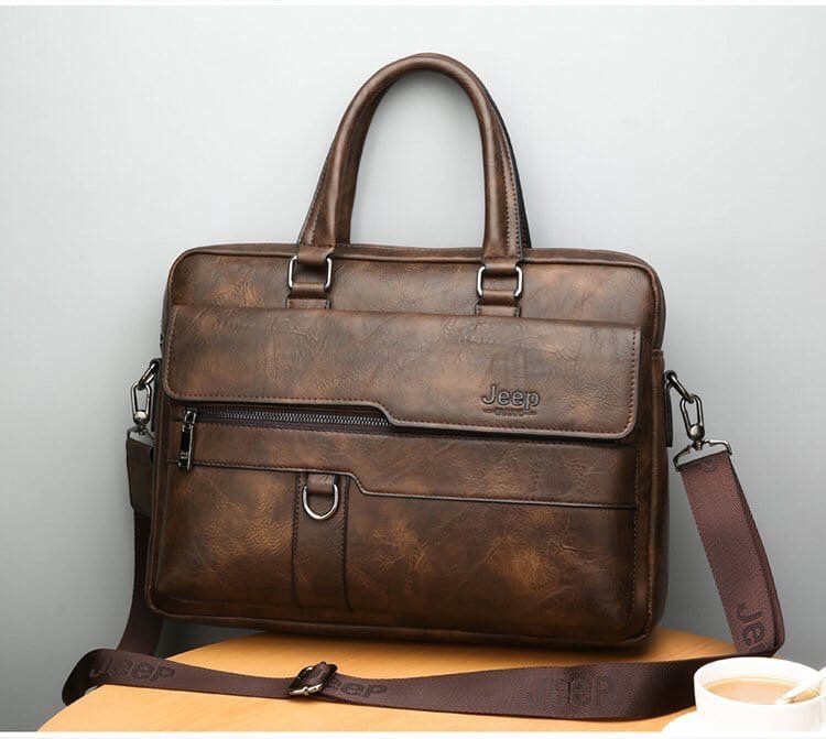 Мужская сумка-портфель JEEP BULUO (темно коричневая) - фото 4 - id-p172376131