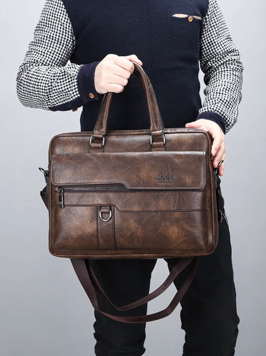 Мужская сумка-портфель JEEP BULUO (темно коричневая) - фото 7 - id-p172376131
