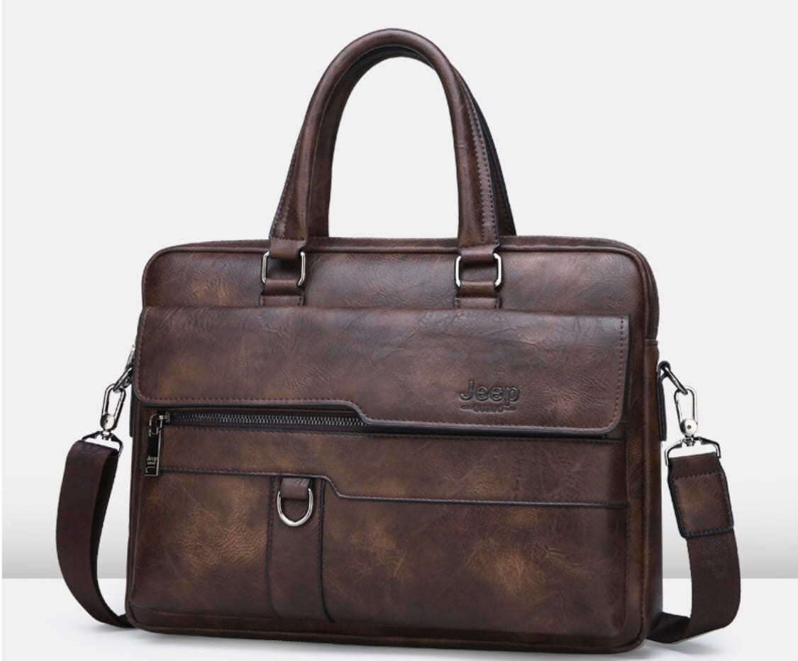 Мужская сумка-портфель JEEP BULUO (темно коричневая) - фото 2 - id-p172376131