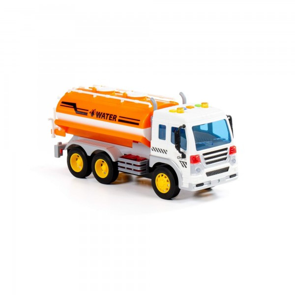 Детская игрушка автомобиль поливочный инерционный "Сити" (со светом и звуком) (оранжевый) (в коробке) арт. - фото 4 - id-p172381549