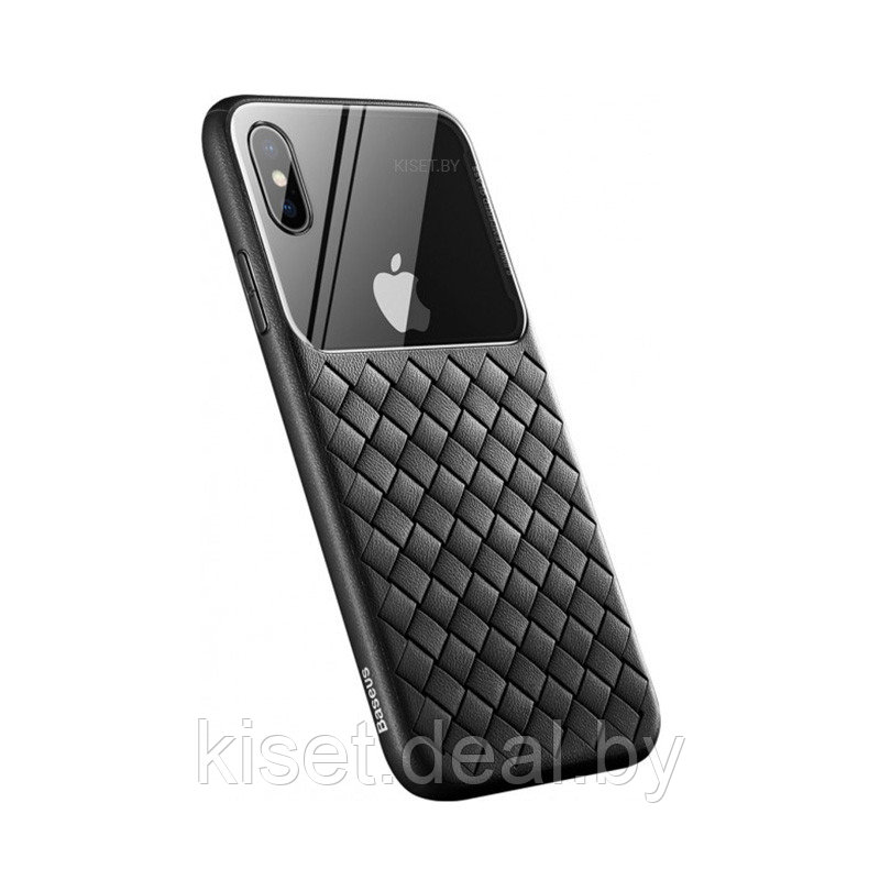 Чехол Baseus Glass & Weaving WIAPIPH65-BL01 для iPhone XS Max черный - фото 1 - id-p172384681