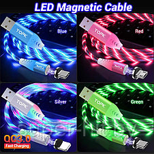Магнитный кабель для зарядки USB 3 в 1  LED KK21S  ( 4 цвета ) 2 метра, фото 2