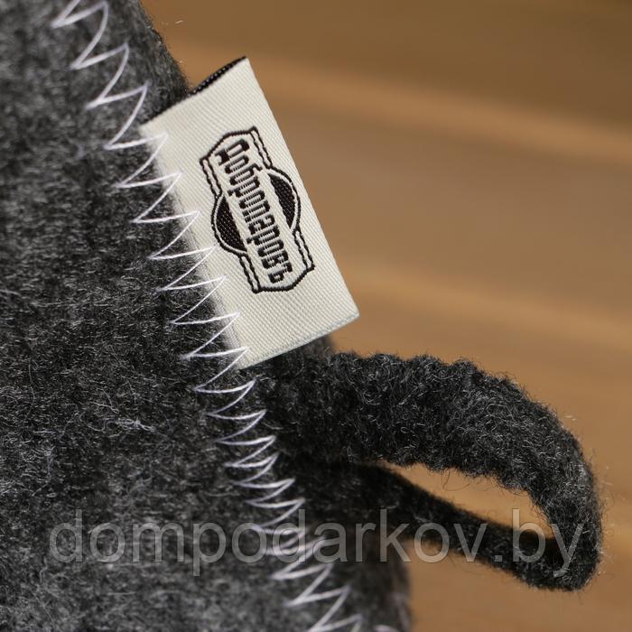 Набор для бани "Буденовец" серый: шапка, коврик, рукавица - фото 6 - id-p172401271