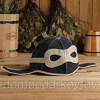 Набор для бани "Летчик" серый: шапка, коврик, рукавица, фото 2