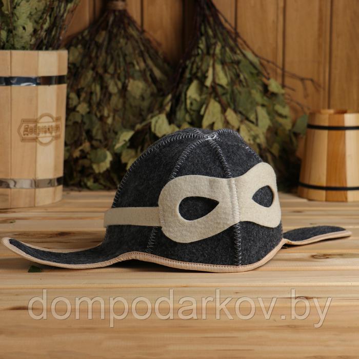 Набор для бани "Летчик" серый: шапка, коврик, рукавица - фото 2 - id-p172401285