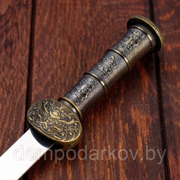 Сувенирный меч, рукоять резной металл, старое золото, ножны черн+3вставки, 40 см - фото 6 - id-p172401501