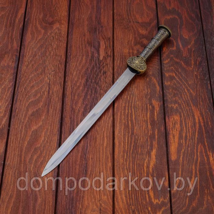 Сувенирный меч, рукоять резной металл, старое золото, ножны черн+3вставки, 40 см - фото 2 - id-p172401501