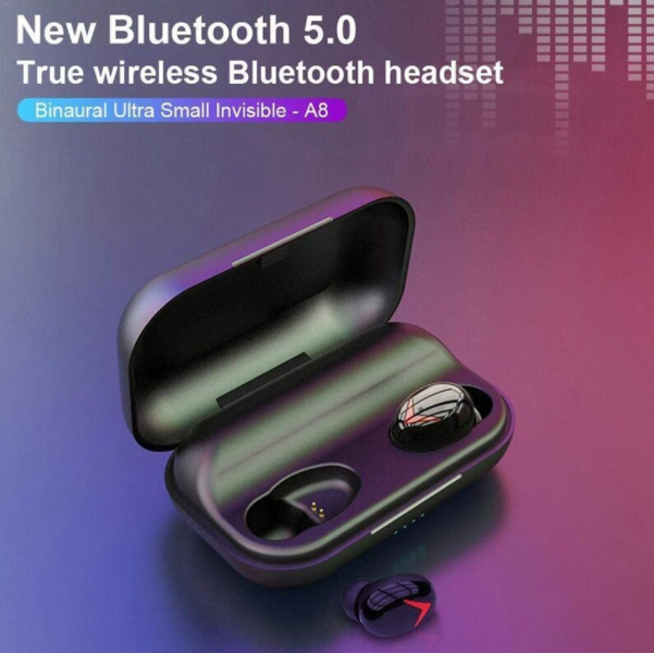 Беспроводные Bluetooth Stereo V5.0 наушники AIR BATS А8 с зарядным кейсом 2200 мАч - фото 5 - id-p172403497