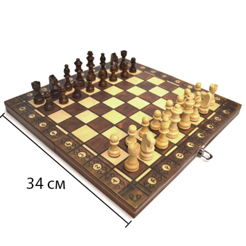 Шахматы магнитные деревянные 3 в 1 арт. W 7703 / Xinliye