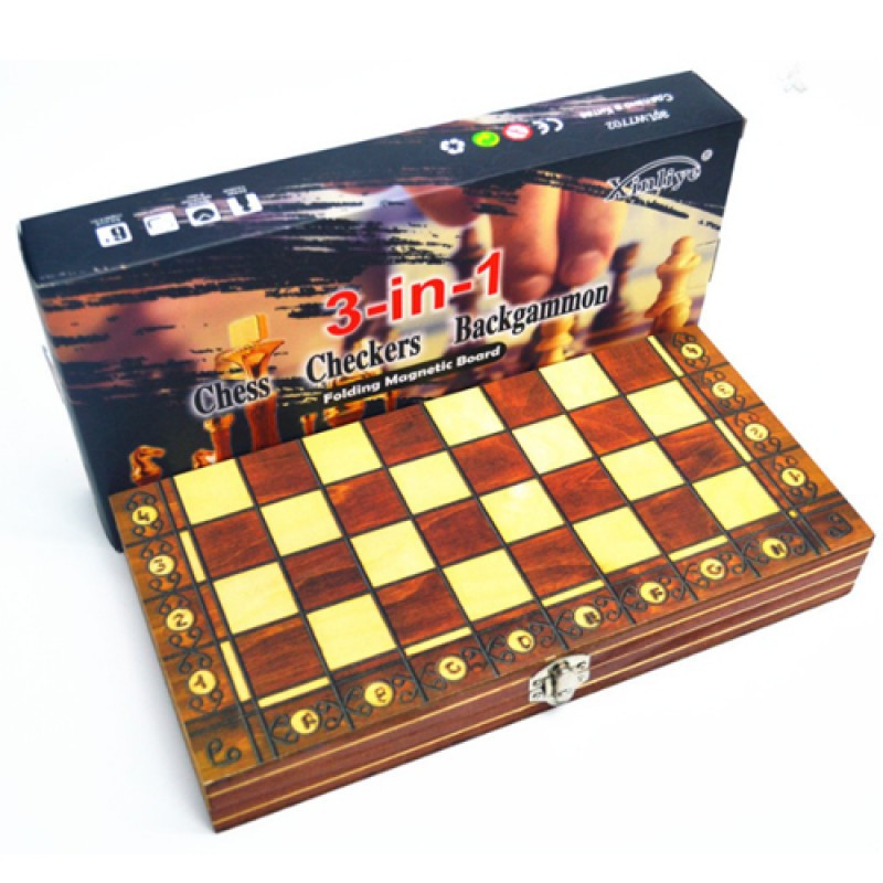 Шахматы магнитные деревянные 3 в 1 арт. W 7705 / Xinliye - фото 6 - id-p172403528