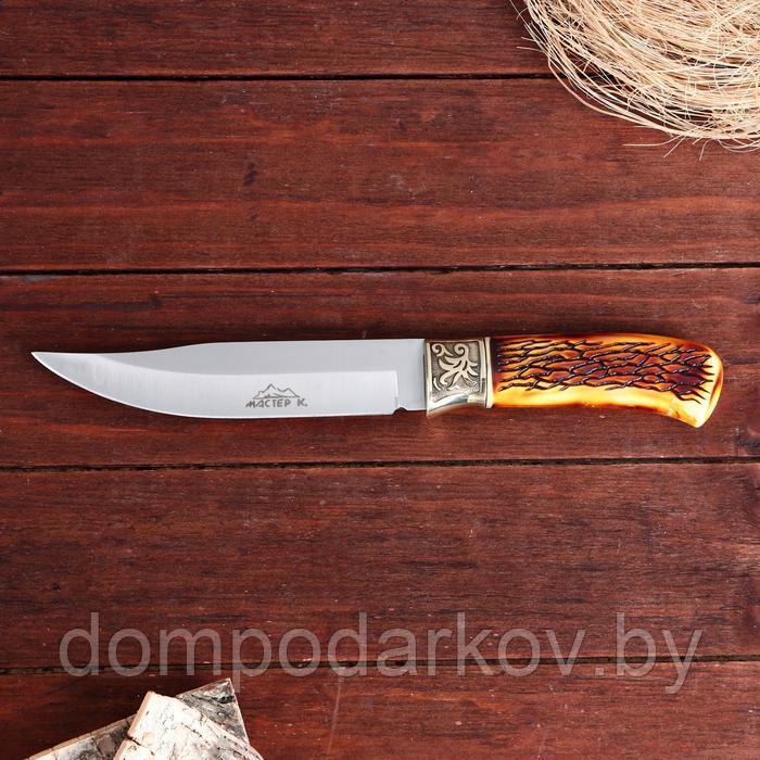 Нож охотничий "Бьёрг", 28 см, в чехле, рукоять под кость, с узором - фото 4 - id-p172403866
