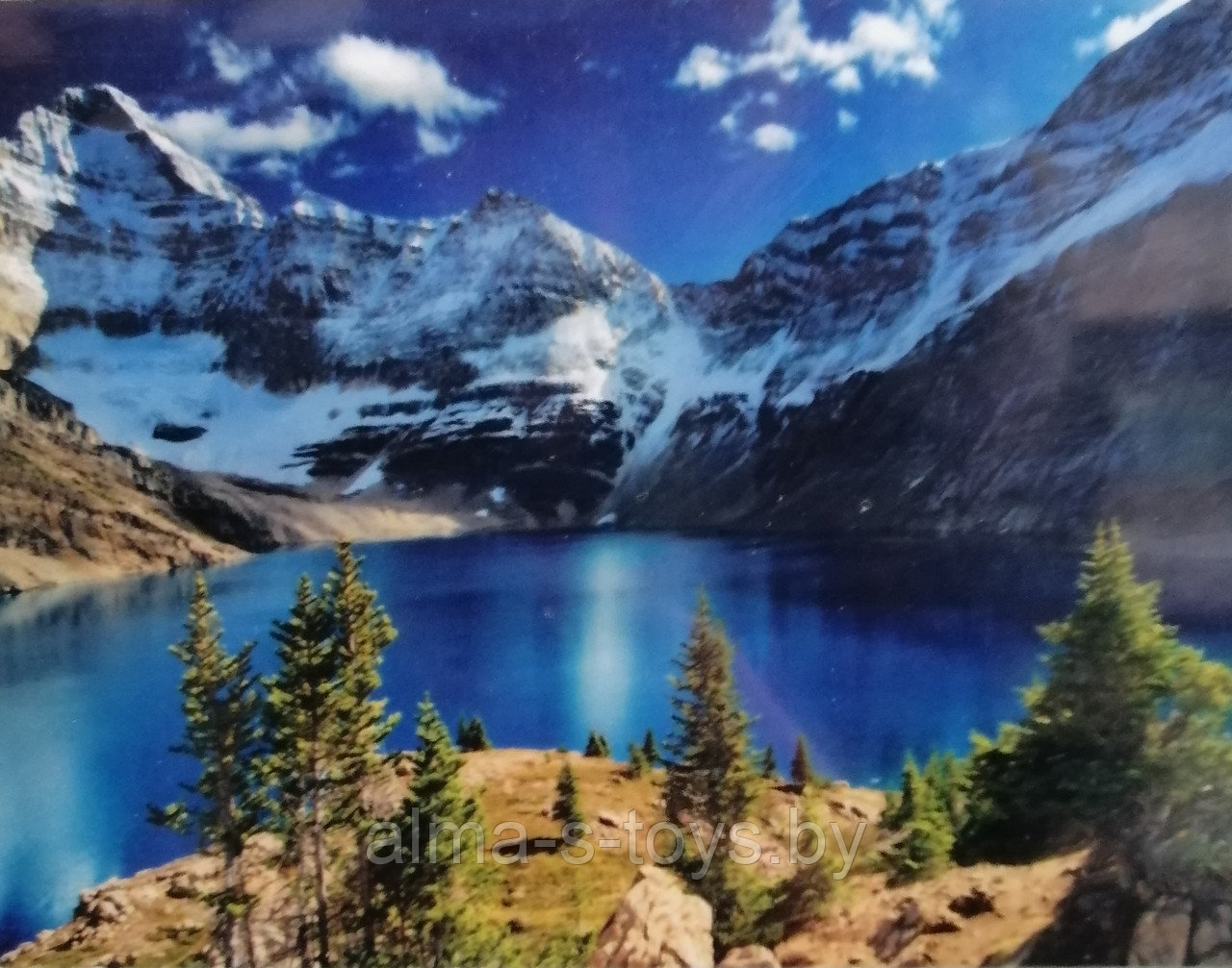 Алмазная картина на подрамнике "Горное озеро", 40* 50