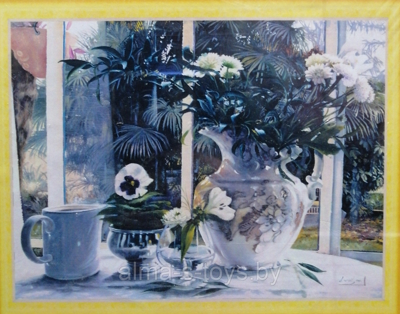 Алмазная мозаика "Цветочная композиция в вазе", 40* 50, на подрамнике - фото 1 - id-p172431724