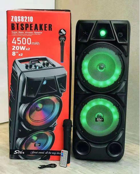 Портативная колонка BT Speaker ZQS-8210 с беспроводным микрофоном и пультом на аккумуляторе с флешкой и блютуз - фото 6 - id-p172438813