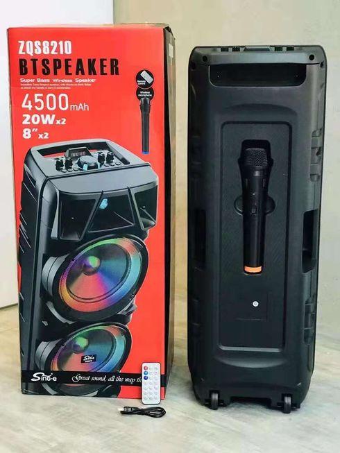 Портативная колонка BT Speaker ZQS-8210 с беспроводным микрофоном и пультом на аккумуляторе с флешкой и блютуз - фото 4 - id-p172438813