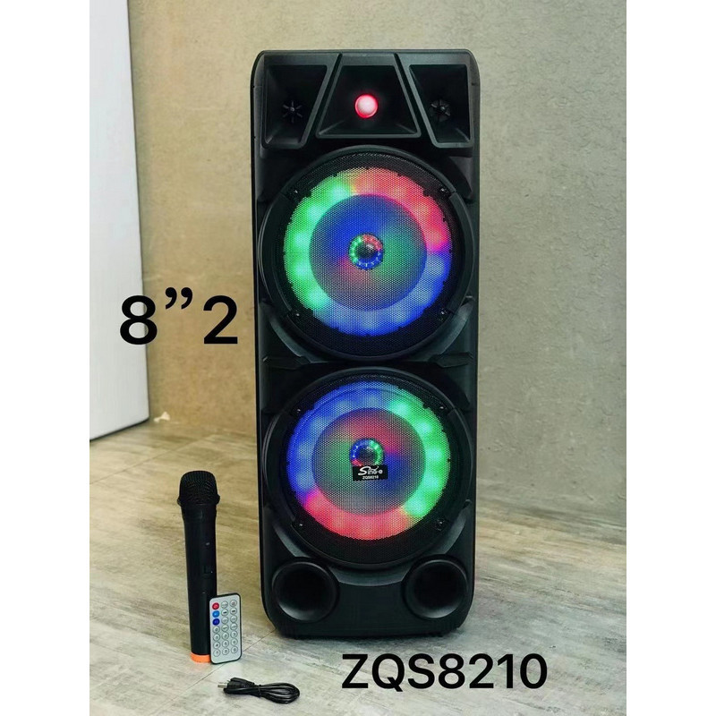 Портативная колонка BT Speaker ZQS-8210 с беспроводным микрофоном и пультом на аккумуляторе с флешкой и блютуз - фото 7 - id-p172438813