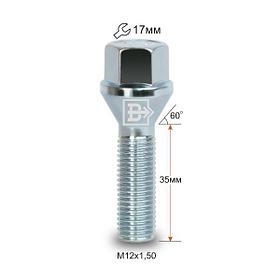 Болт колесный. Длина резьбы:35mm. Общая длина:61mm. M12x1.5