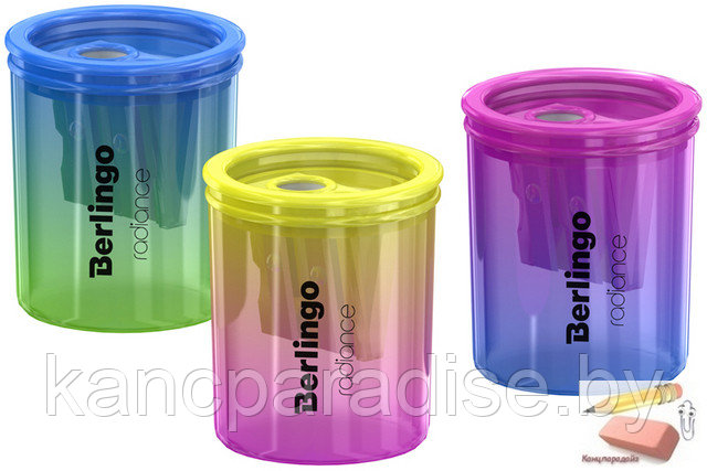 Точилка пластиковая Berlingo Radiance, с контейнером, 2 отверстия, ассорти, арт.BBp_15027 - фото 1 - id-p172459393