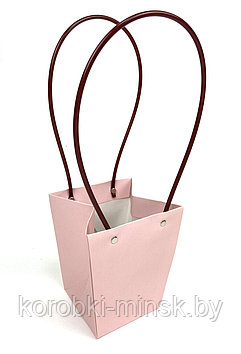 Пакет подарочный "Ваза для цветов"   10*9*6,5см  влагостойкий Розовый