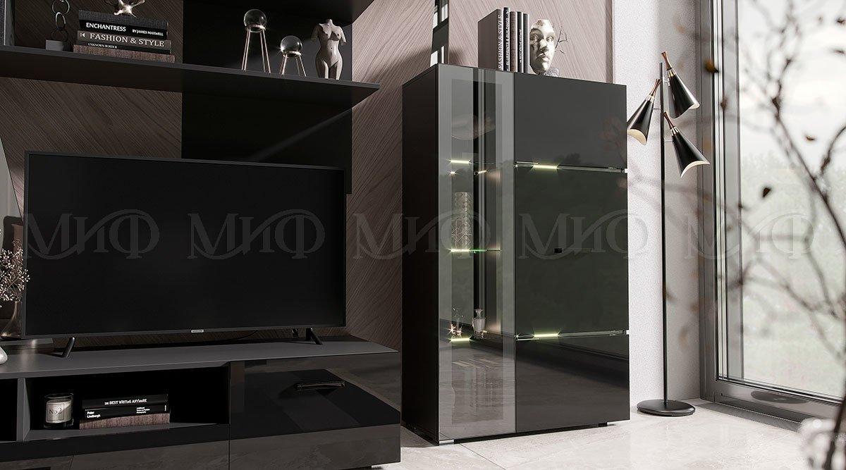 Навесной шкаф с полкой Николь (Черный глянец, Черный) фабрика Миф - фото 5 - id-p172477816