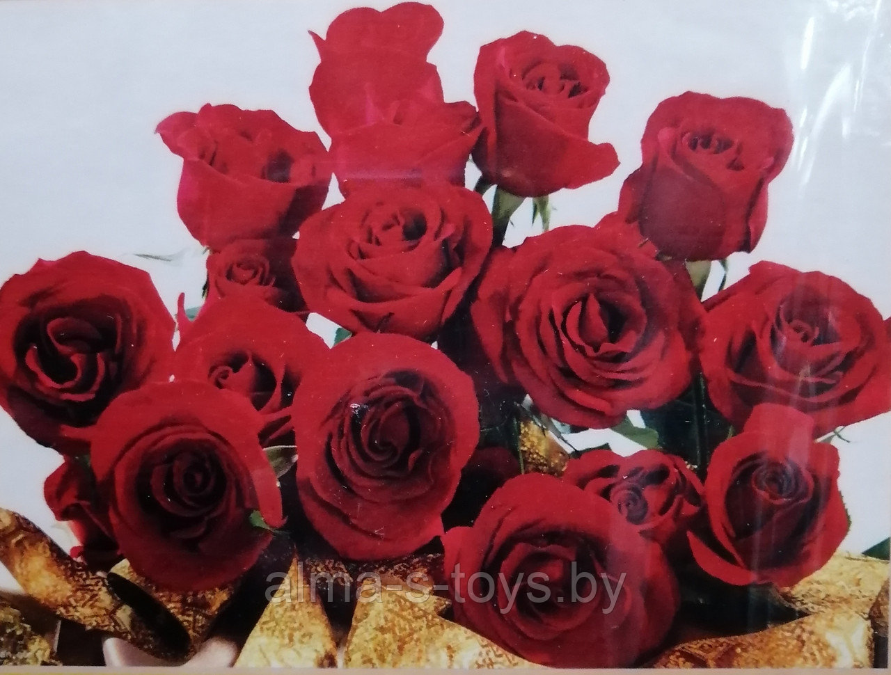 Алмазная мозаика "Букет красных роз 3д" - фото 1 - id-p172481952