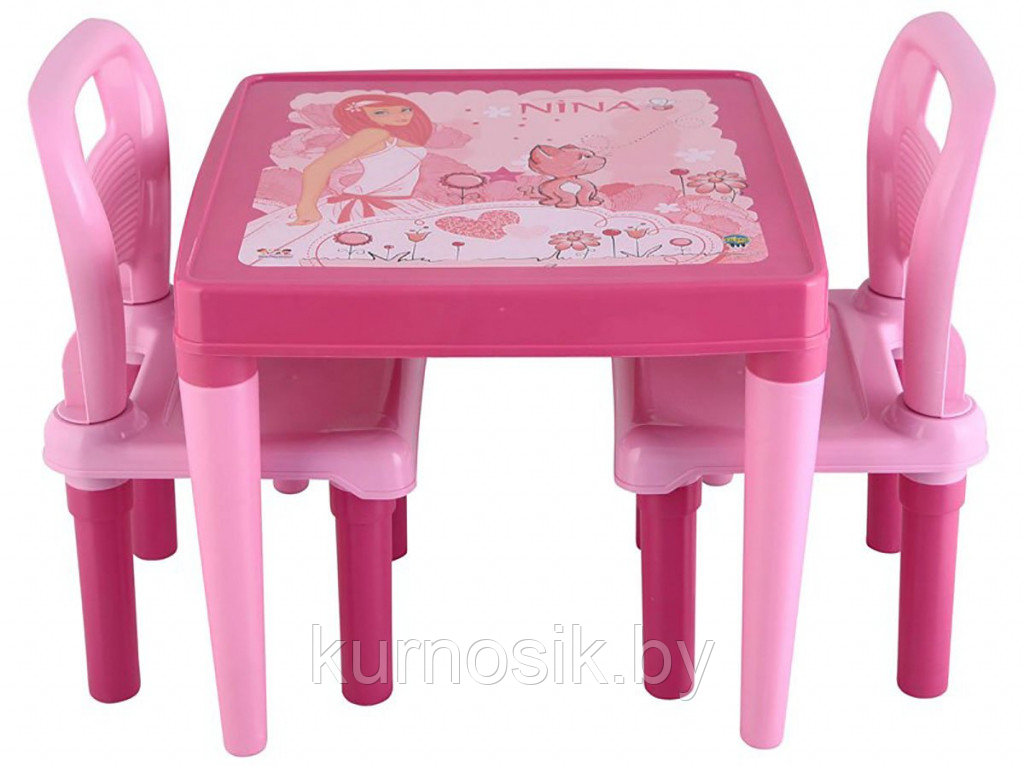Детский набор мебели Pilsan Столик и два стульчика для детей Pilsan 03414 розовый - фото 4 - id-p172483070